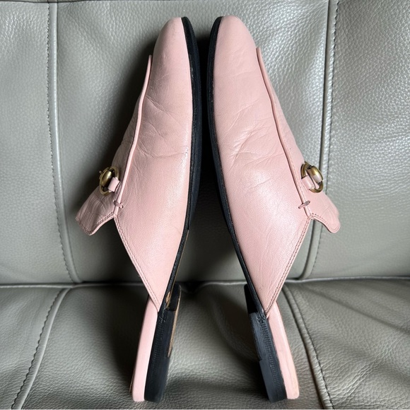 GUCCI Princetown Leather Horsebit Loafer Mules Sz 37.5 Perfect Pink Italy Made - Picture 7 of 17